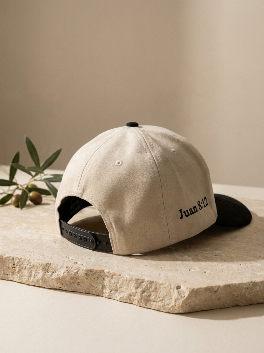 Gorra cristiana juan 8:12 (beige/negro)